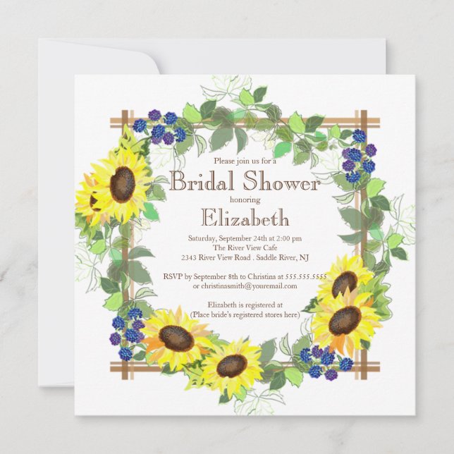 Invitación Caída Sunflower Floral Brillante (Anverso)