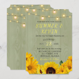 Invitación Caída Sunflowers Sage Cadena De Madera De Luces Bo