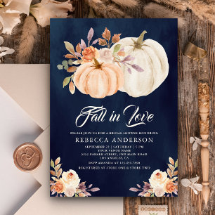 Invitación Caída Teresa Floral Calabaza Marina Azul Ducha Nup