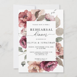 Invitación Caída Terracotta Borgoña Ensayo Floral Cena