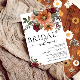 Invitación Caída Terracotta Burgundy Floral Bridal Shower
