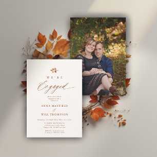 Invitación Caída Terracotta Moderno Simple Engagement Photo