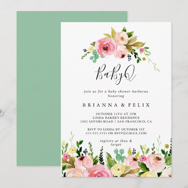 Invitación Caída Tropical Colorida Barbacoa de Baby Shower Ba (Anverso / Reverso)