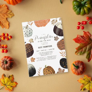 Invitación Caída Única Pintada Pequeña Calabaza Baby Shower