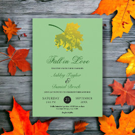 Invitación Caída verde acuarela deja Boda floral sabio