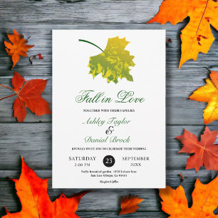 Invitación Caída verde acuarela Sale Boda floral otoño