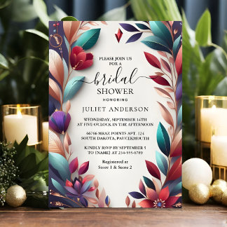 Invitación Caída Verde azulada suave Ducha de novia con tono