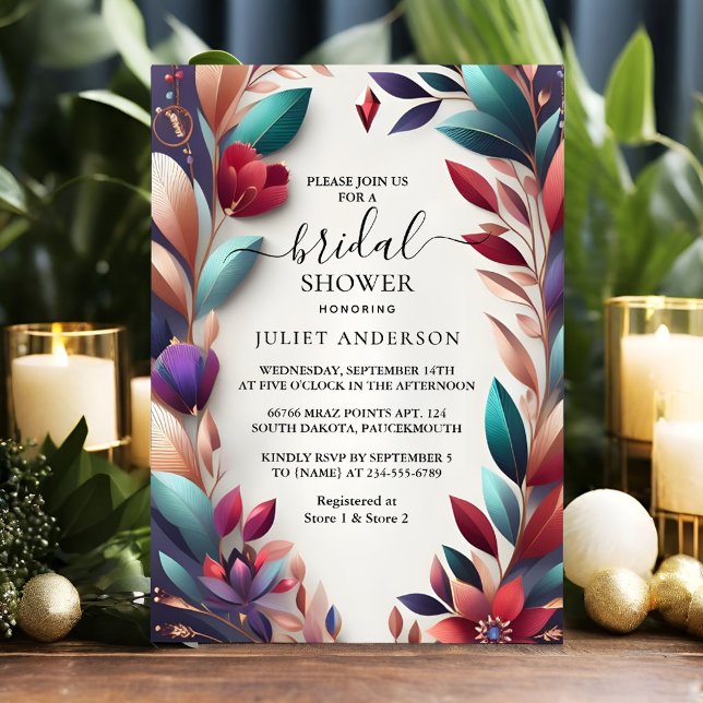 Invitación Caída Verde azulada suave Ducha de novia con tono  (Subido por el creador)