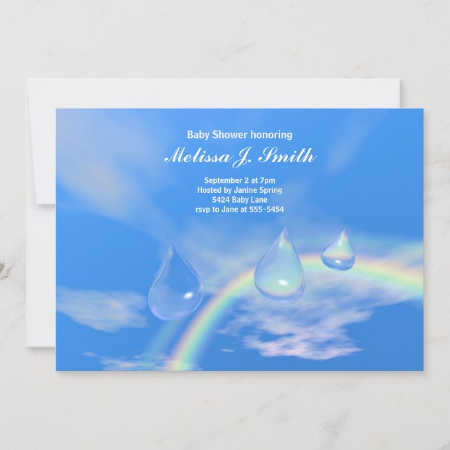 Invitación Caídas en arco iris azul para Boy Baby Shower (Anverso)