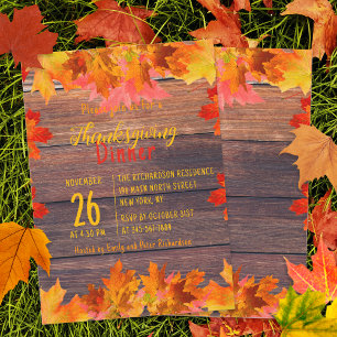 Invitación Caídas En La Cena De Acción De Gracias De Madera R