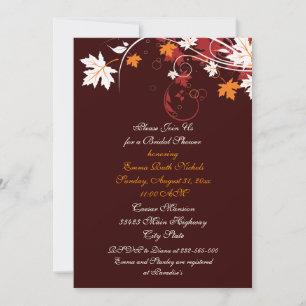 Invitación Caídas hojas naranja boda blanco rojo ducha de nov