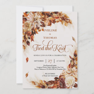 Invitación Caídas y hojas y flores de otoño atadas al nudo