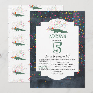 Invitación Caimán Cocodrilo - Fiesta de Cumpleaños de Animale