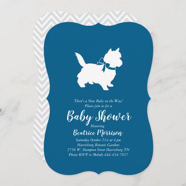 Invitación Cairn Terrier Dog Baby Shower Blue Boy (Anverso / Reverso)