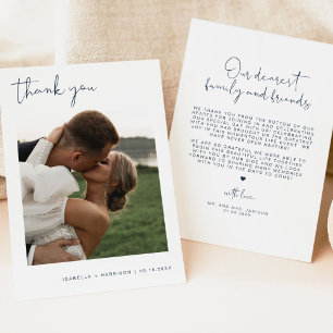 Invitación CAITLIN Moderno Agradecimiento de Boda Foto Azul M
