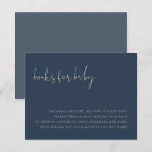 Invitación CAITLIN Moderno Navy Libros Azules y Oro para Bebé