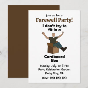 Invitación Caja de cartón que no intenta encajar en una caja 