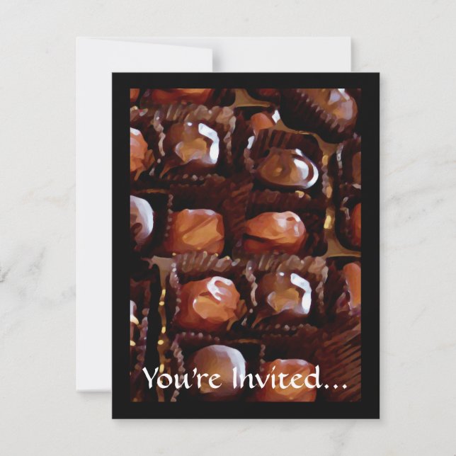 Invitación Caja de chocolate, dulce de chocolate tentador (Anverso)