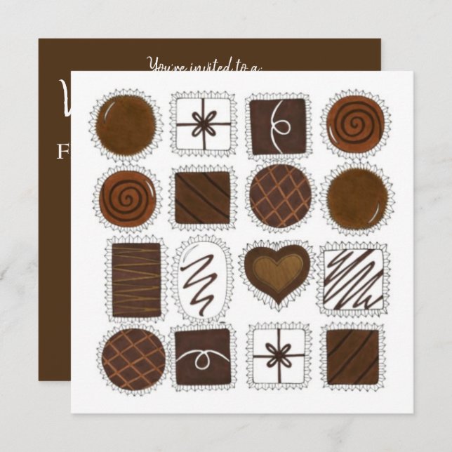 Invitación Caja de Chocolates Chocoholic El día de San Valent (Anverso / Reverso)
