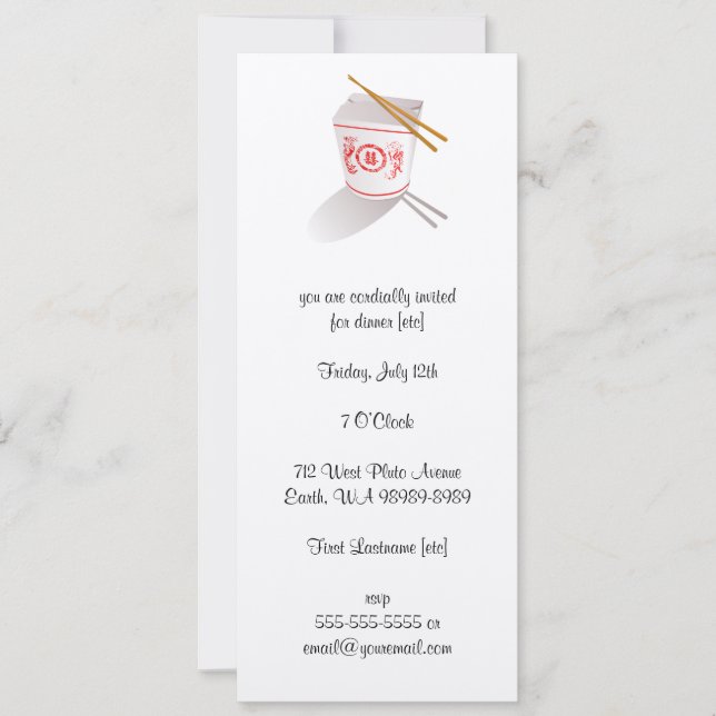 Invitación Caja de comida china para llevar (Anverso)