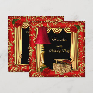 Invitación Caja de joyas de lámpara de rosas con cortinas de 