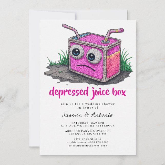 Invitación caja de jugo deprimida (Anverso)