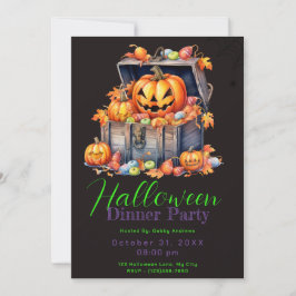 Invitación Caja de madera de un Fiesta de cena de Halloween n