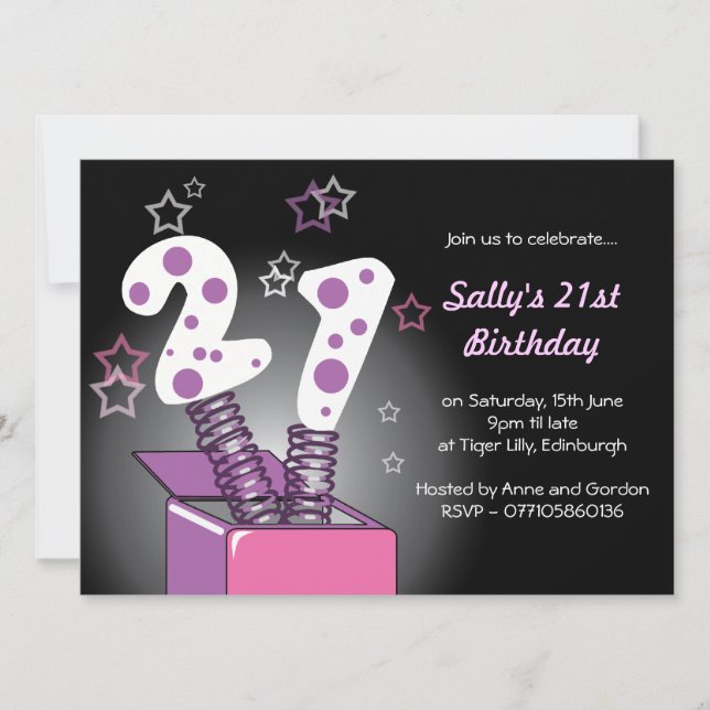 Invitación Caja de primavera 21º Fiesta de cumpleaños - rosa  (Anverso)