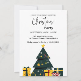 Invitación Caja de regalo de árbol de Navidad simple y elegan