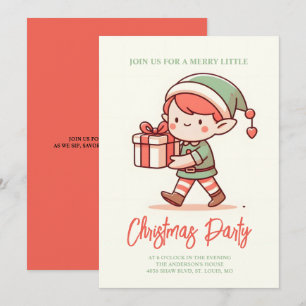 Invitación caja de regalo para navidades de espera de elfo ad