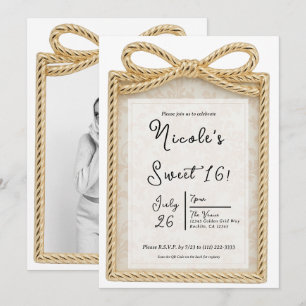 Invitación Caja de regalo presente de arco dorado Fiesta dulc