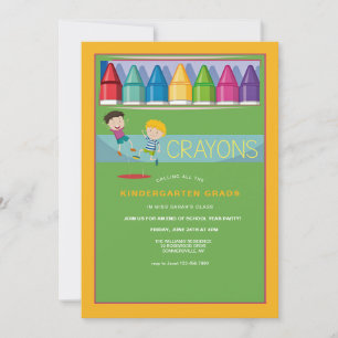 Invitación Caja del Fiesta de Crayons Kindergarten