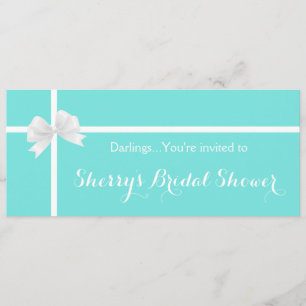 Invitación Caja moderna de regalo de boda de turquesa con laz