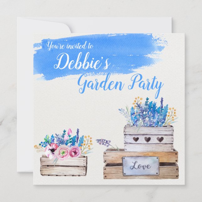 Invitación Cajas de flores de acuarela personalizadas (Anverso)