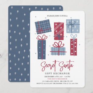 Invitación Cajas de regalo Navidades de intercambio secreto d