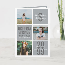 Invitación Cajas Divertidas de 4 Fotos Graduación Gris Platea