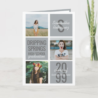 Invitación Cajas Divertidas de 4 Fotos Graduación Gris Platea