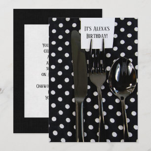 Invitación Cajero de plata negro de fiesta de cumpleaños
