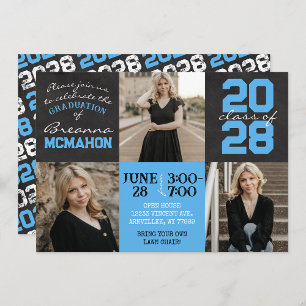Invitación Cajón azul y negro para bebés 3 Graduación de foto