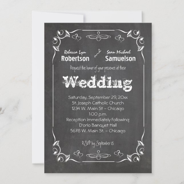 Invitación Cajón De Chalkboard Come Una Bebida Y Sé Casado In (Anverso)