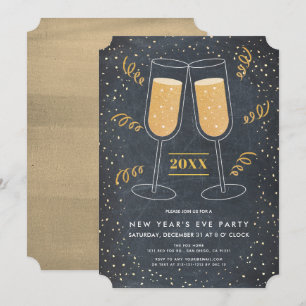 Invitación Cajón de champán de oro Nochevieja