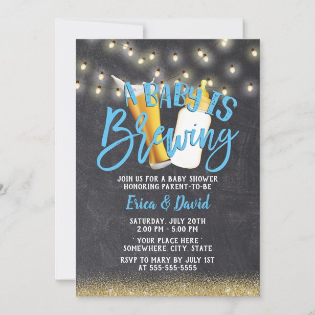 Invitación Cajón rústico: un bebé se prepara Baby Shower (Anverso)