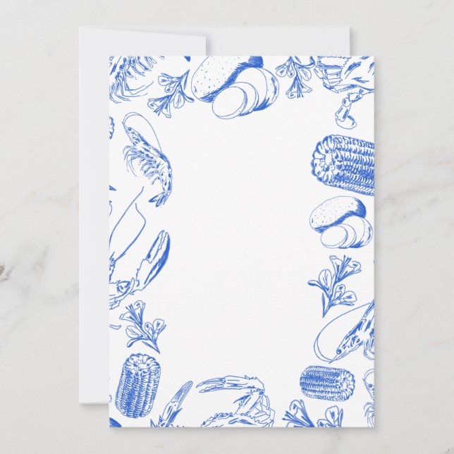 Invitación Cajun Seafood Boil - Arte de Comida Costera del Su (Anverso)