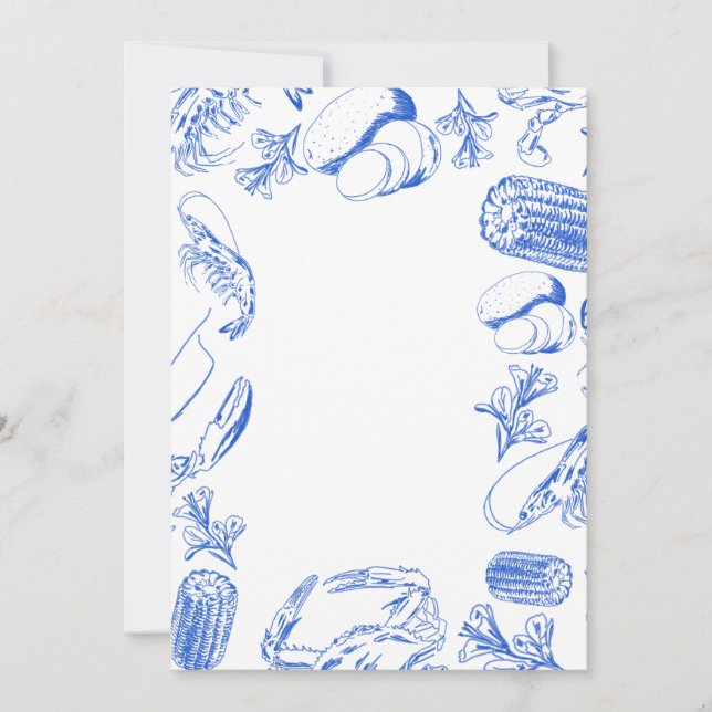 Invitación Cajun Seafood Boil - Arte de Comida Costera del Su (Anverso)