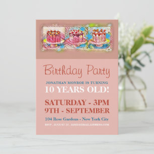 Invitación Cake Art Peach Fiesta de cumpleaños
