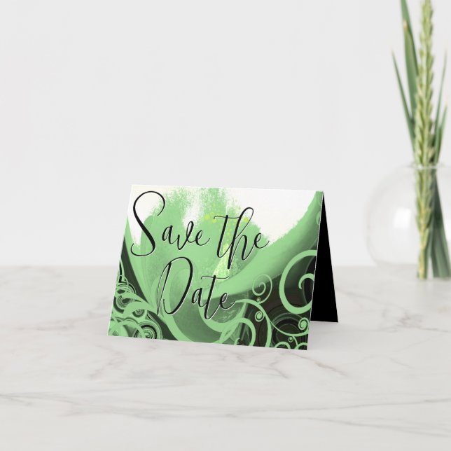 Invitación Cala Lilly Green Swirls (Anverso)