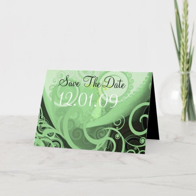 Invitación Cala Lilly Green Swirls - Personalizada (Anverso)