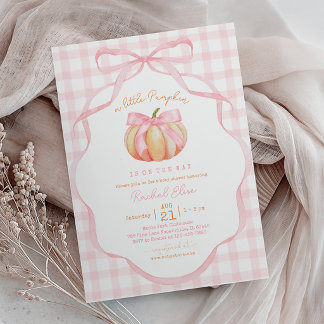 Invitación Calabacita con lazo rosa para Baby Shower