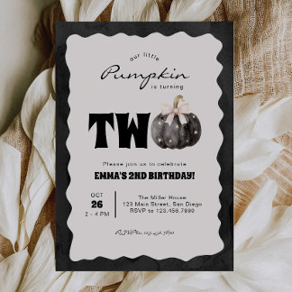 Invitación Calabacita Cumple Dos Años de Halloween
