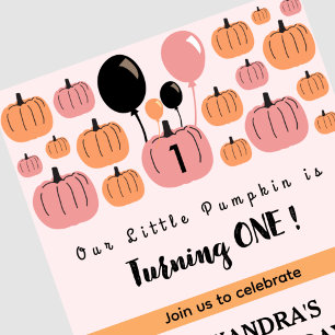 Invitación Calabacita Cumple uno Halloween Primer Cumpleaños